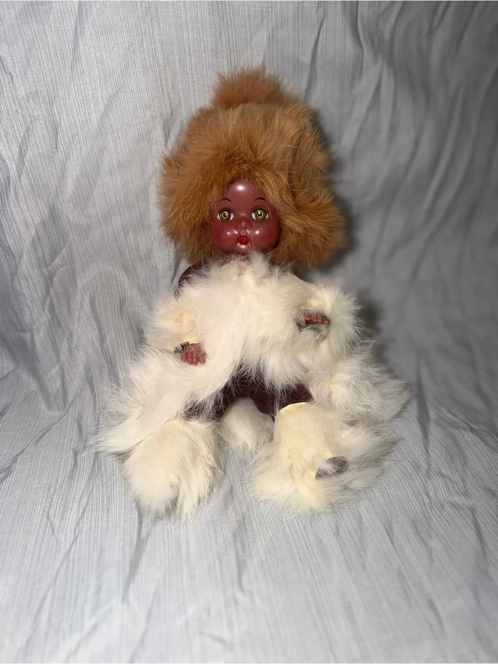 Canada Indian Eskimo Genuine Fur Leather Baby Doll Suede Outfit 8
